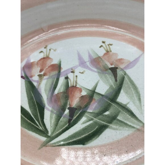Hami Pottery Hand-Painted Floral Pie Plate/Serving Bowl 9.5 In Ironstone Scallop - Picture 2 of 11